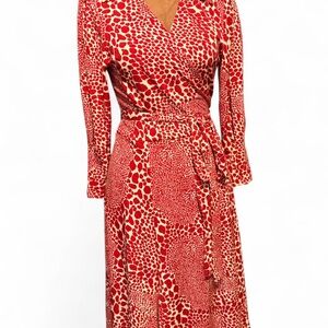 Tempo Paris Red Patterned Wrap Dress
